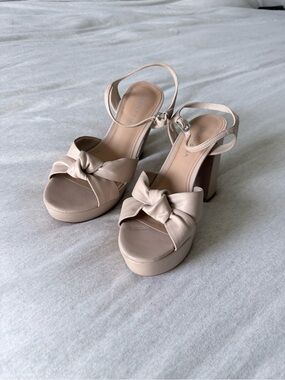 Marc Fisher Neutral Knot Platform Sandals with Ankle Strap